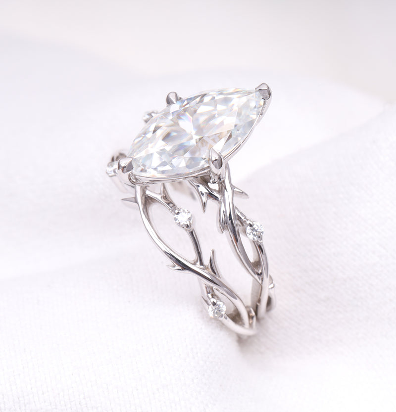 Marquise Vine-Inspired Bridal Ring Set