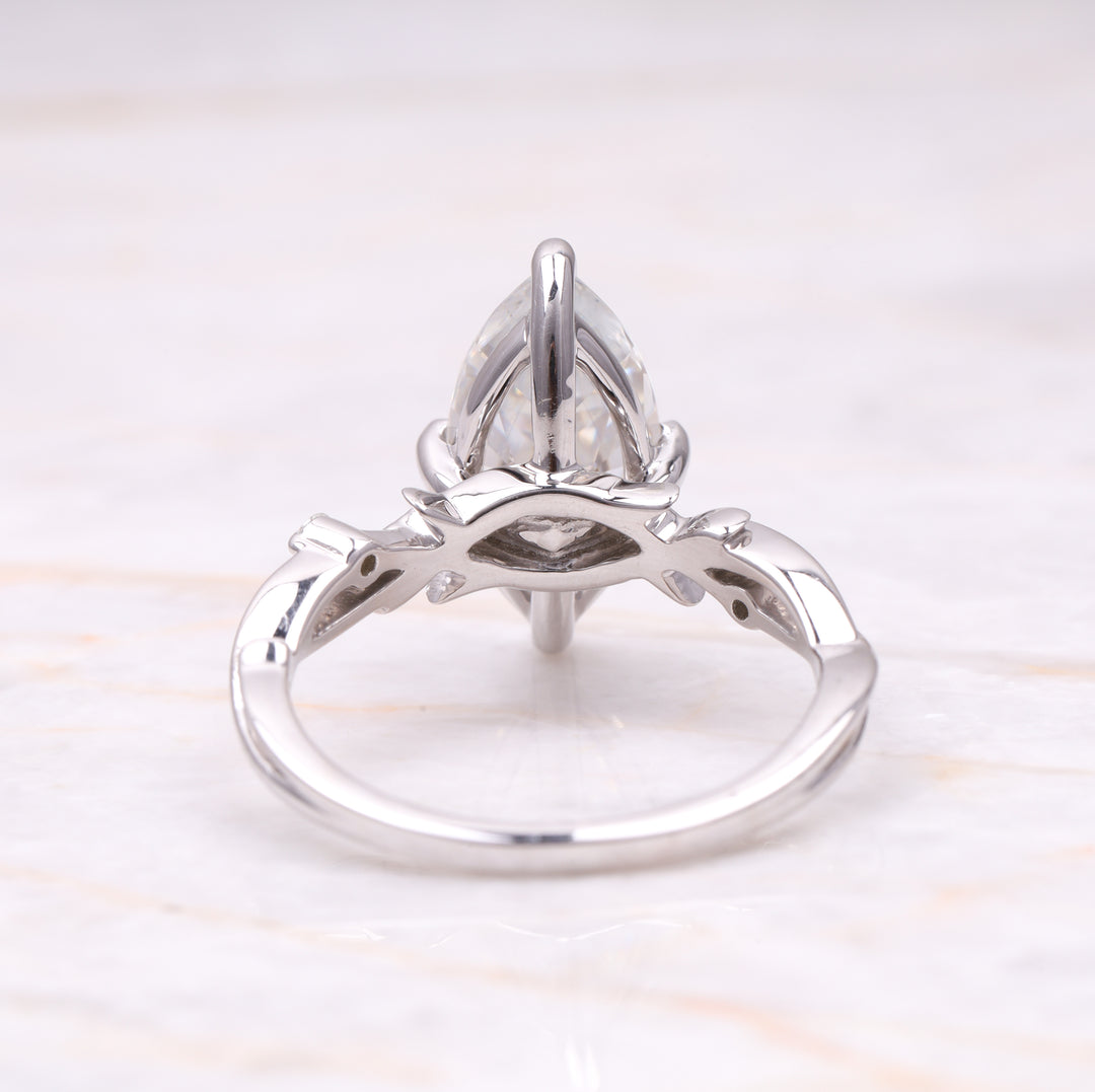 Marquise Cut Solitaire Moissanite Engagement Ring