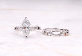 Marquise Vine-Inspired Bridal Ring Set