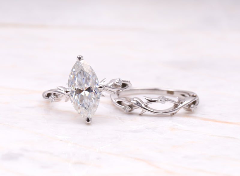Marquise Vine-Inspired Bridal Ring Set
