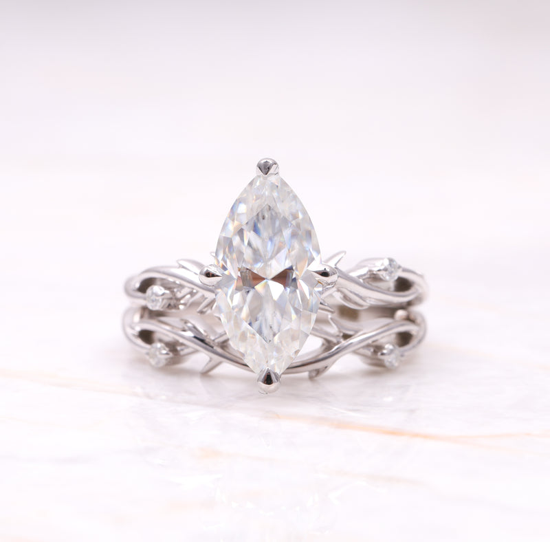 Marquise Vine-Inspired Bridal Ring Set
