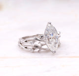 Marquise Vine-Inspired Bridal Ring Set