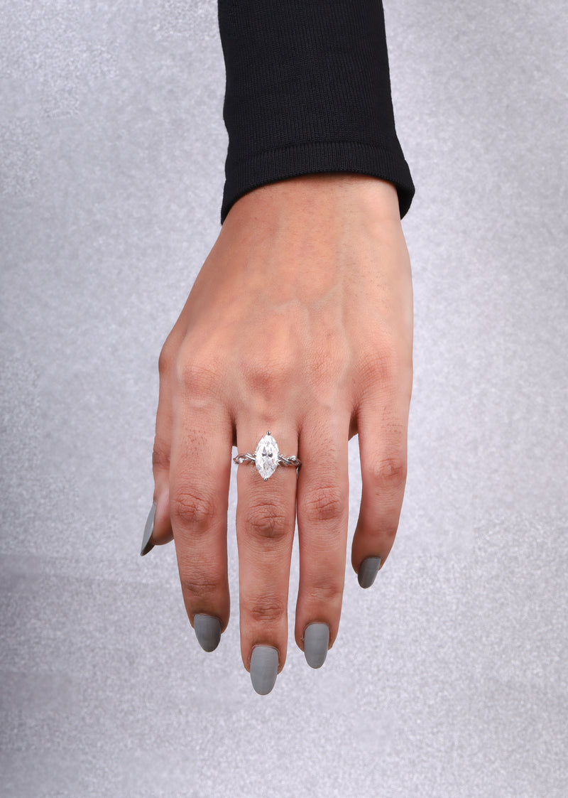 Nature-Inspired Marquise Solitaire Ring