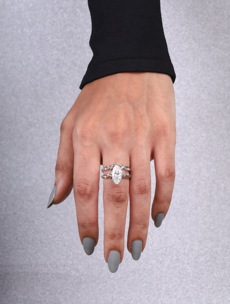 Marquise Vine-Inspired Bridal Ring Set