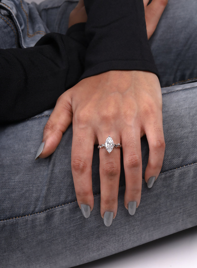 Nature-Inspired Marquise Solitaire Ring