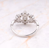 Marquise Vintage Floral Diamond Ring in Sterling Silver