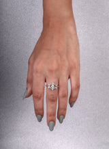 Marquise Vintage Floral Diamond Ring in Sterling Silver
