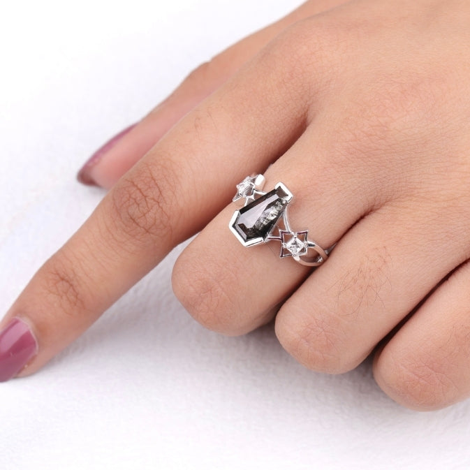 Coffin Cut Engagement Ring