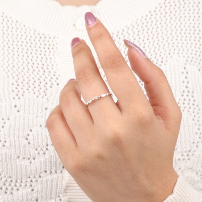 Delicate Stackable Marquise Diamond Engagement Ring