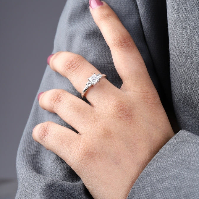 Princess Cut Lab Diamond Three Stone Ring