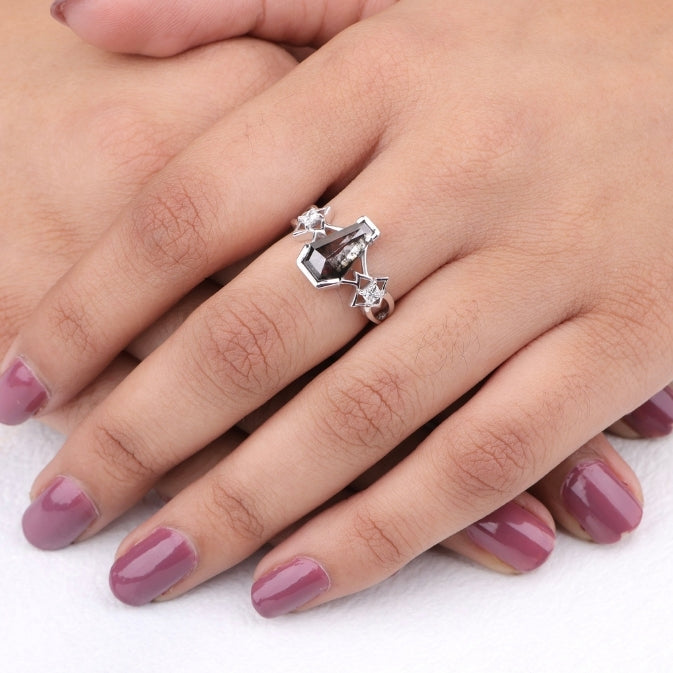 Coffin Cut Engagement Ring