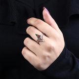 Kite Salt and Pepper Diamond Ring with Crown Band – Bridal Set