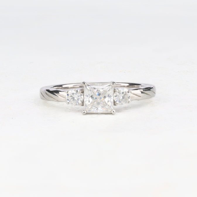 Princess Cut Lab Diamond Three Stone Ring
