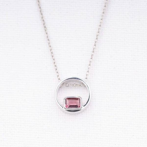 Pink Tourmaline Circle Pendant