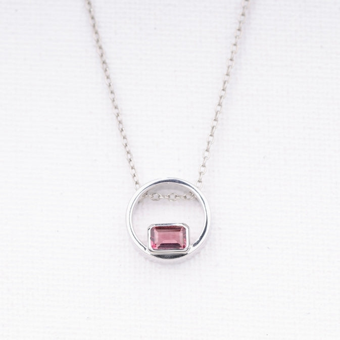 Pink Tourmaline Circle Pendant