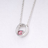 Pink Tourmaline Circle Pendant