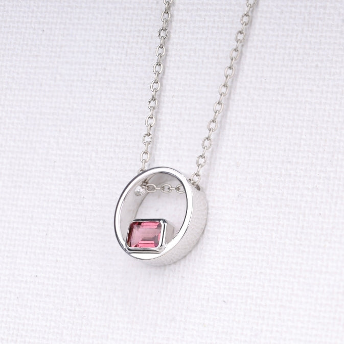 Pink Tourmaline Circle Pendant