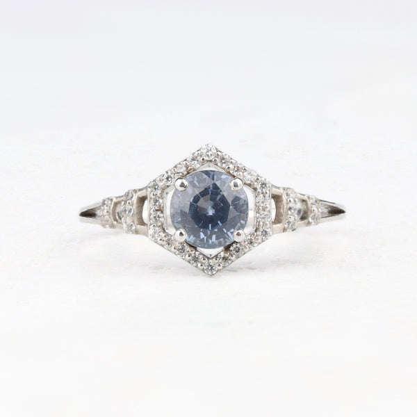 Blue Sapphire Halo Ring