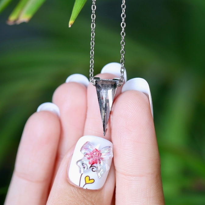 Natural Black Diamond Triangle Necklace