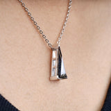 Natural Black Diamond Triangle Necklace