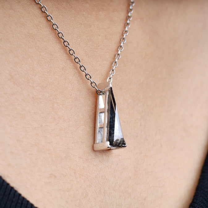 Natural Black Diamond Triangle Necklace