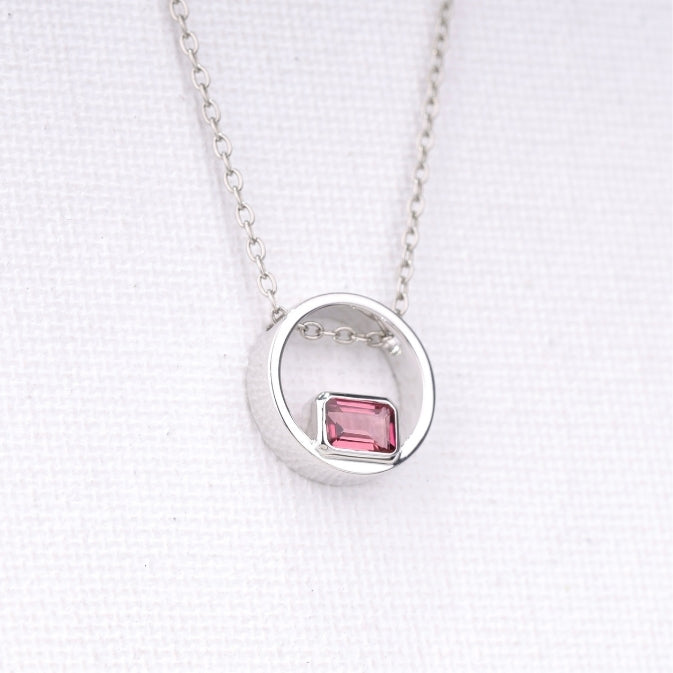 Pink Tourmaline Circle Pendant