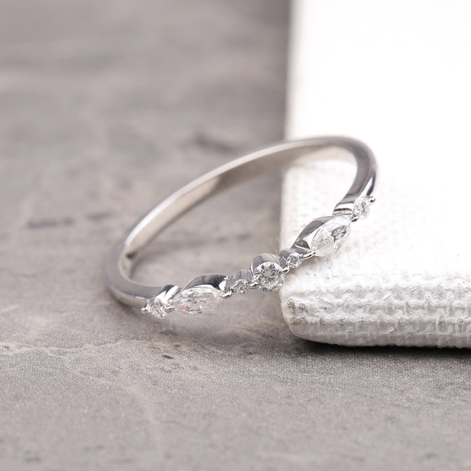 Delicate Stackable Marquise Diamond Engagement Ring