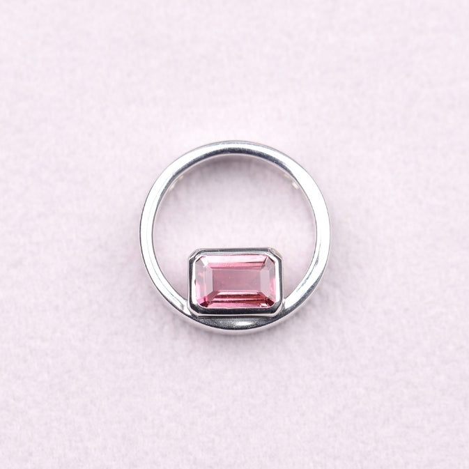 Pink Tourmaline October Birthstone Circle Pendant