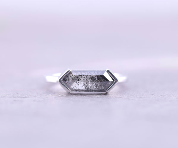 Half Bezel Hexagon Lab Grown Solitaire Engagement Ring