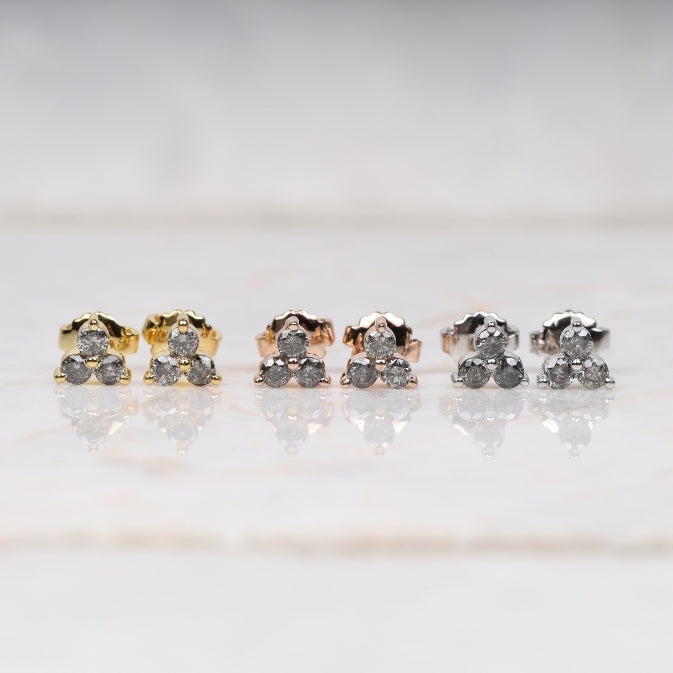 Trio Diamond Earring Stud Pair - Minimal Carbon