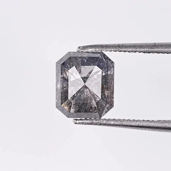 1.71 Carat Emerald Brilliant Cut Salt & Pepper Natural Loose Diamond