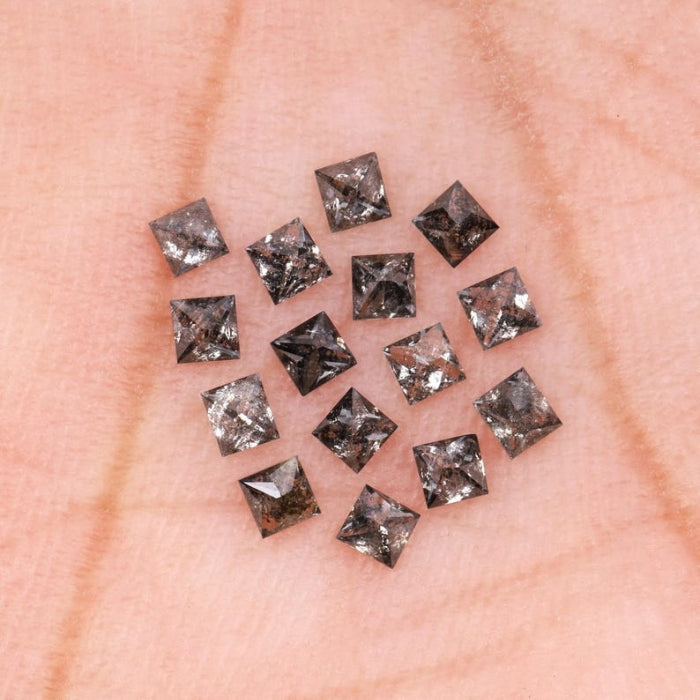 3.00 MM Princess Cut Salt And Pepper Melee Diamond