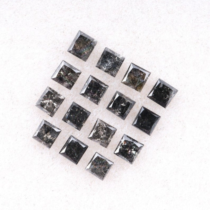 3.00 MM Princess Cut Salt And Pepper Melee Diamond