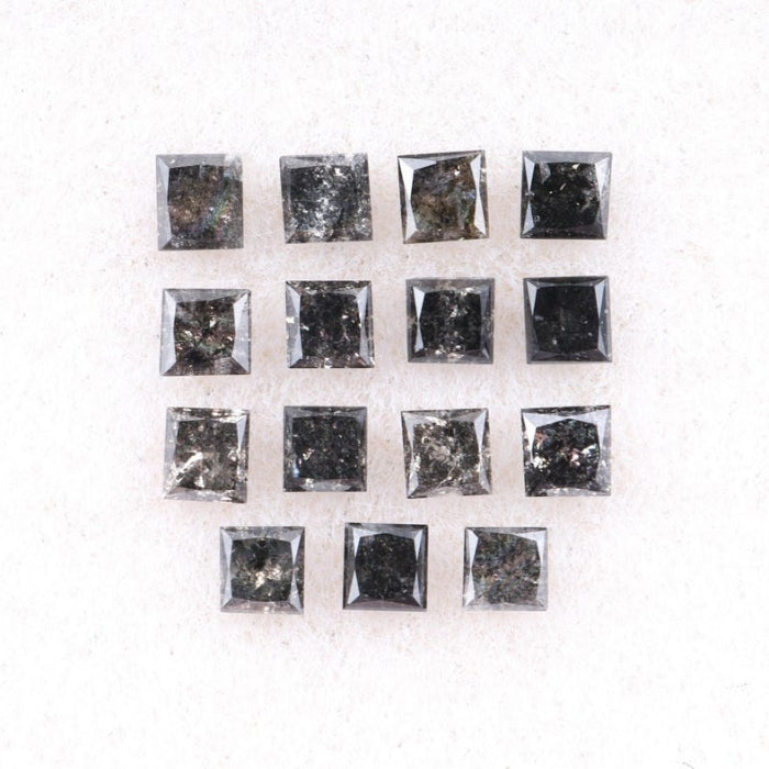 3.00 MM Princess Cut Salt And Pepper Melee Diamond