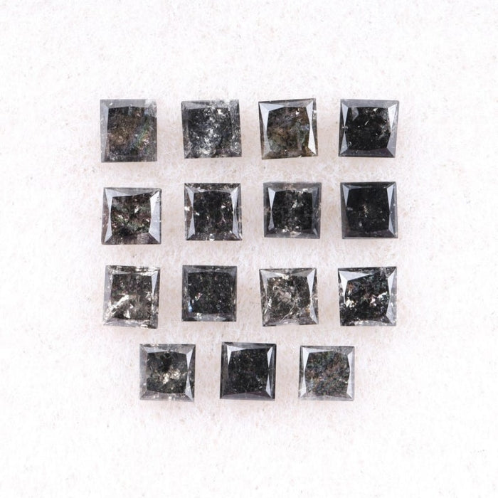3.00 MM Princess Cut Salt And Pepper Melee Diamond