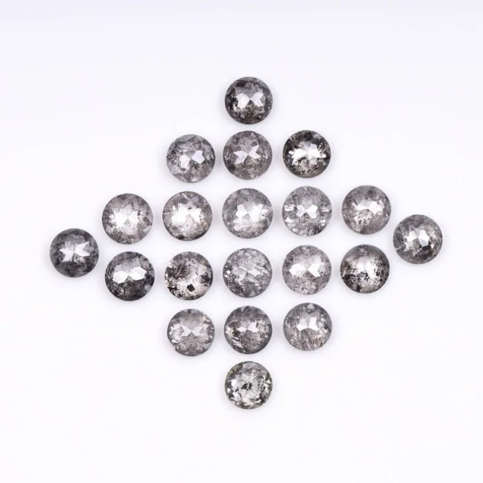 3.00 MM Round Rose Cut Salt & Pepper Melee Diamond