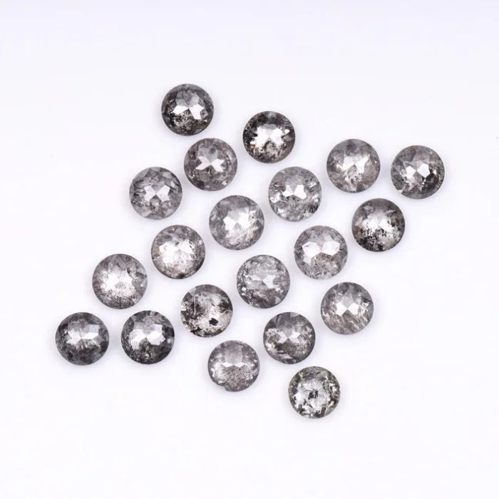 3.00 MM Round Rose Cut Salt & Pepper Melee Diamond