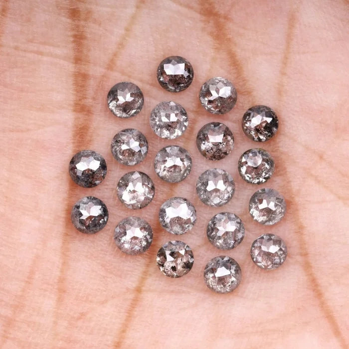 3.00 MM Round Rose Cut Salt & Pepper Melee Diamond