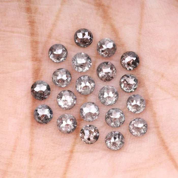 3.00 MM Round Rose Cut Salt & Pepper Melee Diamond