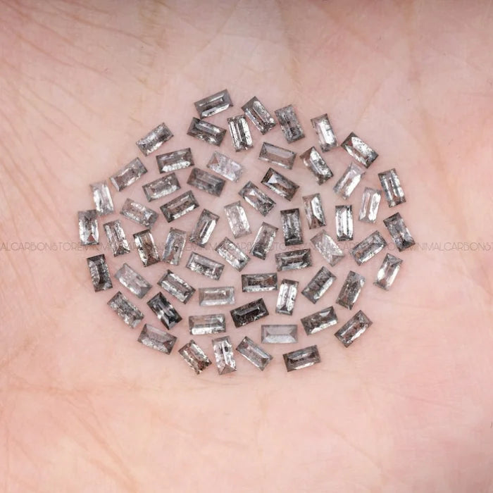 3.0 X 1.5 MM, Baguette Cut Salt And Pepper Diamond