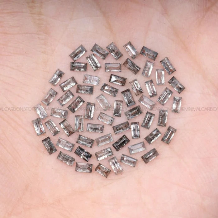 3.0 X 2.0 MM, Baguette Cut Salt And Pepper Diamond