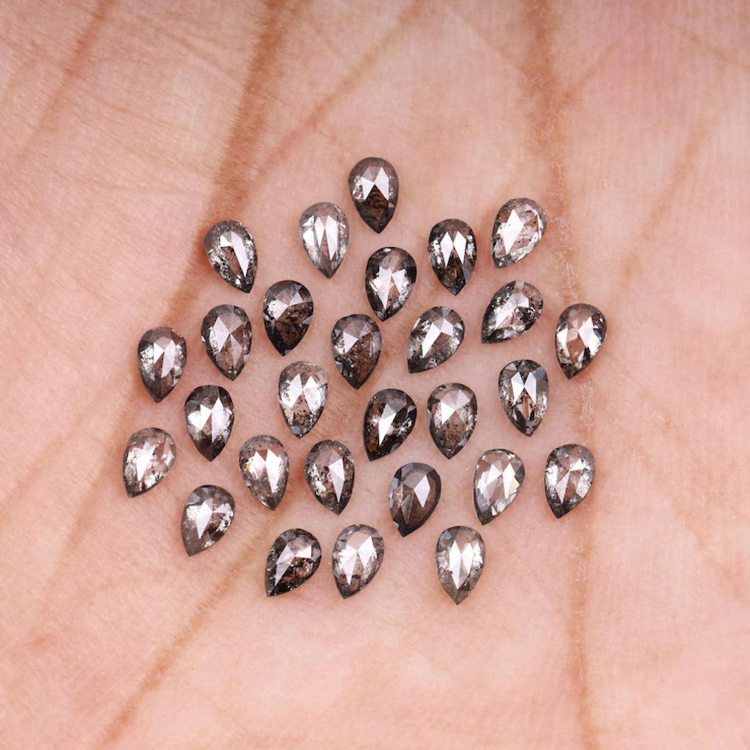3.0 X 2.0 MM Pear Salt and Pepper Natural Loose Diamond