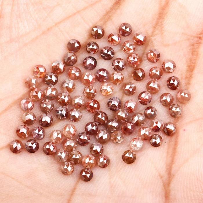 3.0 mm Round Rose Natural Enhanced Reddish Color Diamond