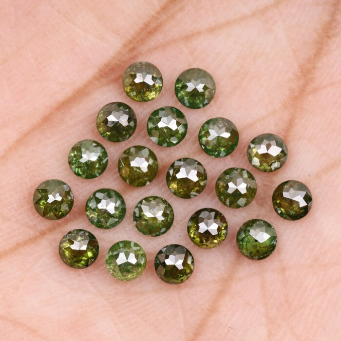 3.0 mm Round Tambuli Cut Enhanced Green Natural Diamond