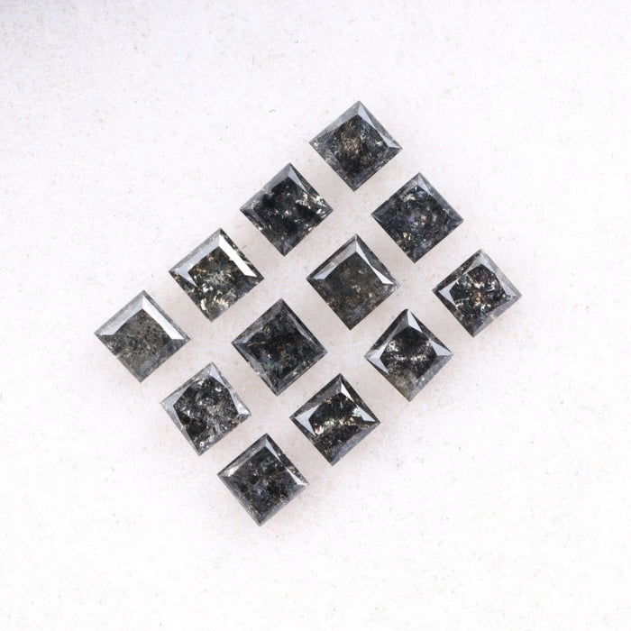 3.25 MM Princess Cut Salt And Pepper Melee Diamond