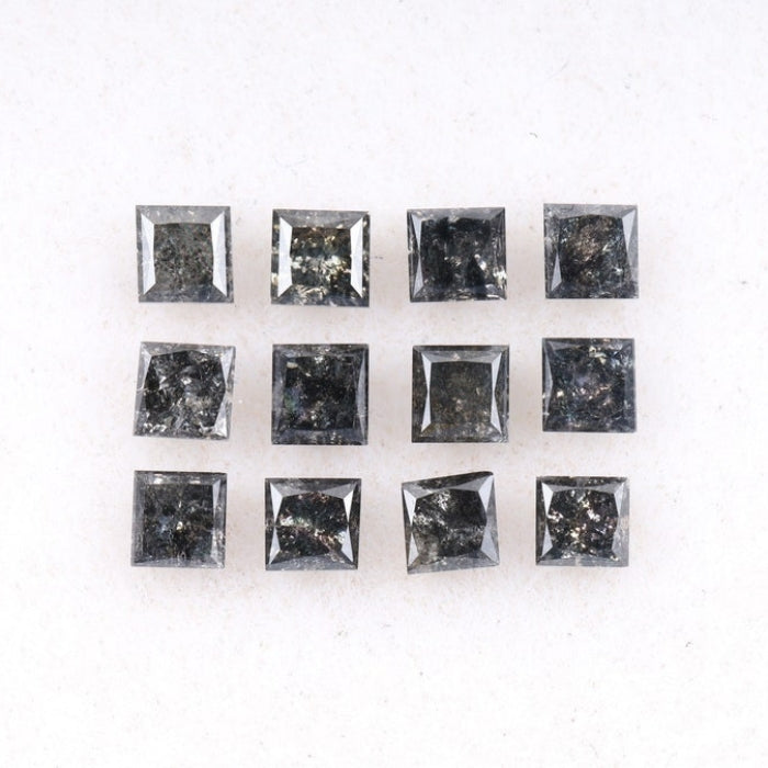 3.25 MM Princess Cut Salt And Pepper Melee Diamond