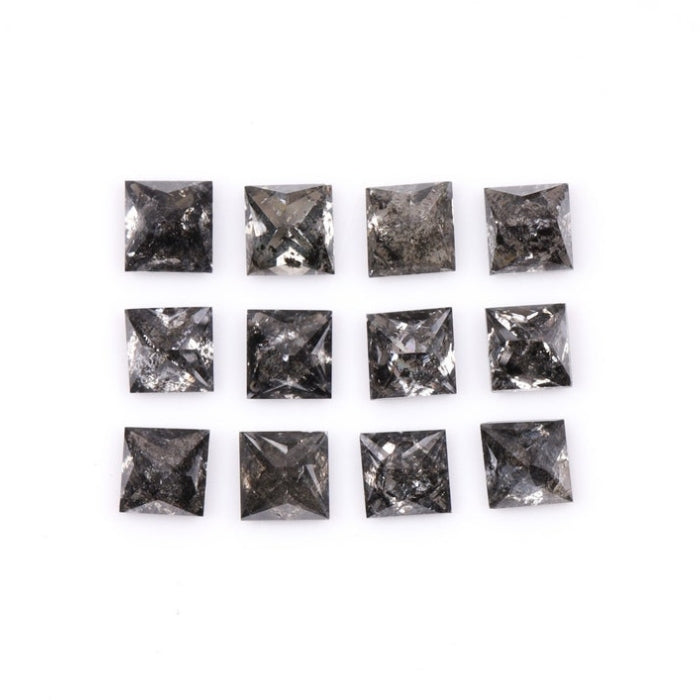 3.25 MM Princess Cut Salt And Pepper Melee Diamond