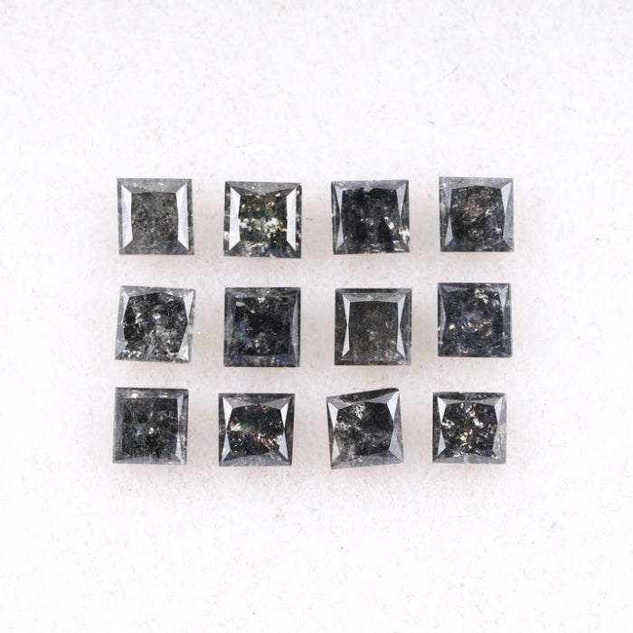 3.25 MM Princess Cut Salt And Pepper Melee Diamond