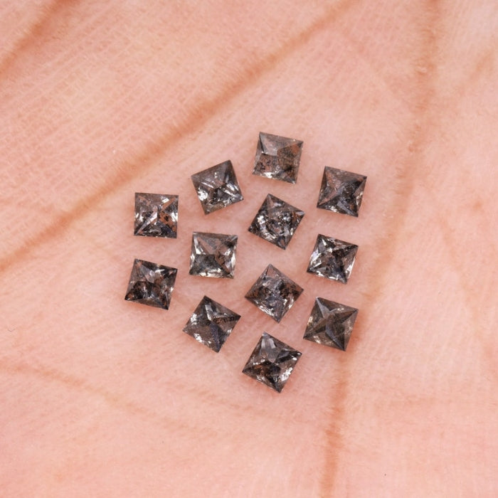3.25 MM Princess Cut Salt And Pepper Melee Diamond