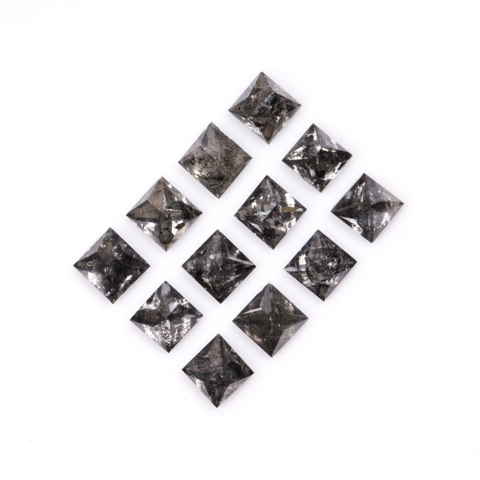 3.25 MM Princess Cut Salt And Pepper Melee Diamond